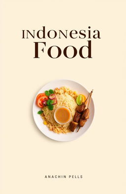 An elegant ebook cover showcasing Indonesian food in a minimalist style