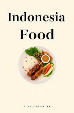 An elegant ebook cover showcasing Indonesian food in a minimalist style