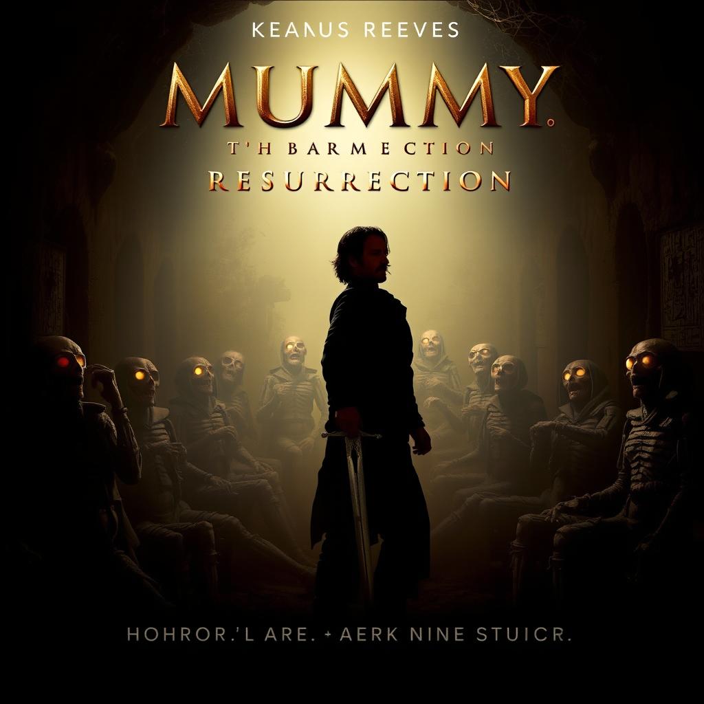 A cinematic teaser poster for a horror film titled 'The Mummy: Resurrection'