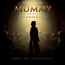 A cinematic teaser poster for a horror film titled 'The Mummy: Resurrection'