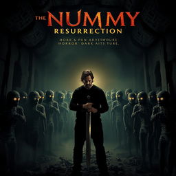 A cinematic teaser poster for a horror film titled 'The Mummy: Resurrection'