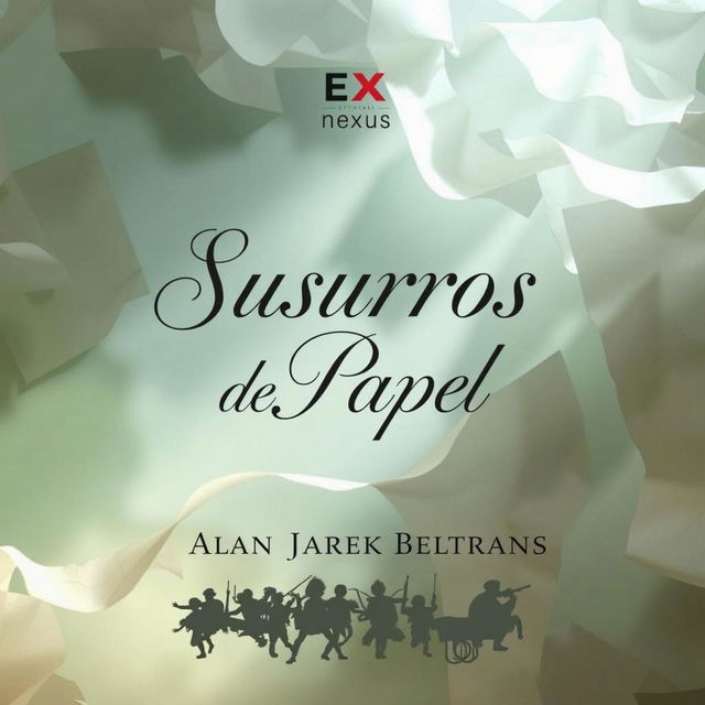 A visually striking book cover for the novel 'Susurros de Papel', prominently featuring the editorial logo of Nexus