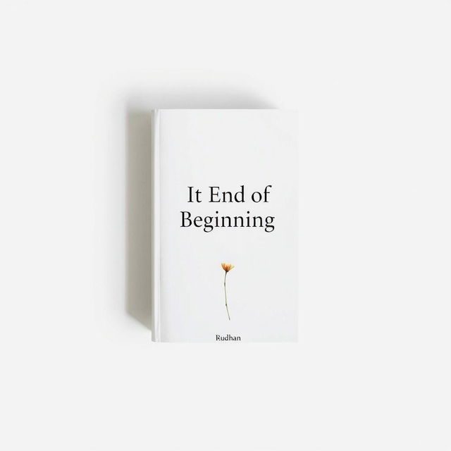 A minimalist book cover design for a love and friendship-themed book titled "It End of Beginning" by writer Rudhan