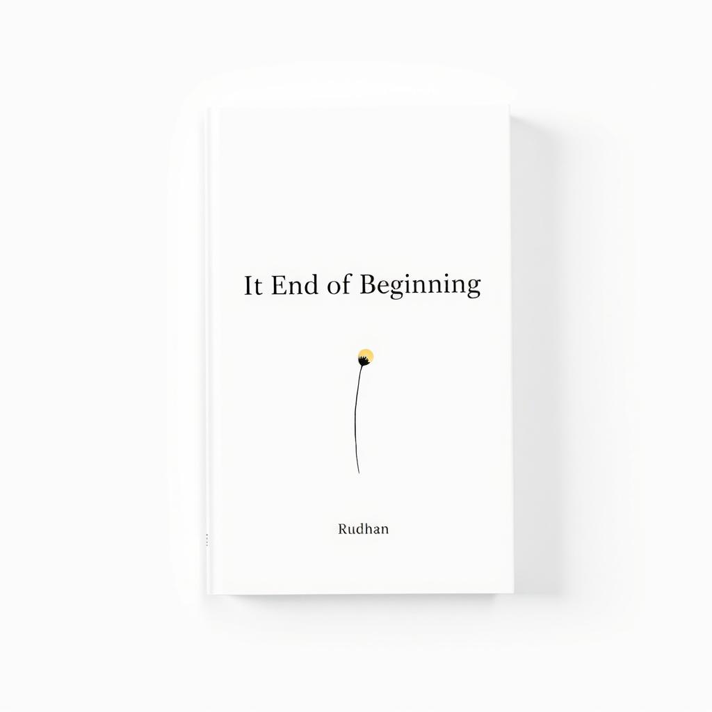 A minimalist book cover design for a love and friendship-themed book titled "It End of Beginning" by writer Rudhan