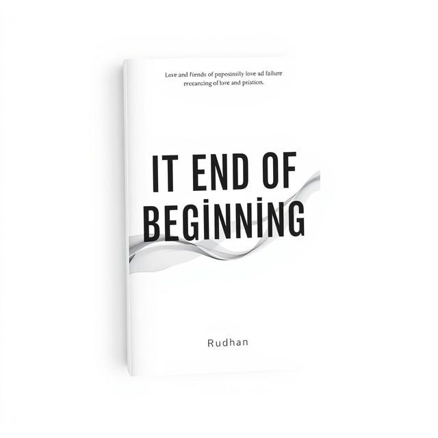 A minimalist abstract book cover design for a love and friendship-themed book titled "It End of Beginning" by writer Rudhan