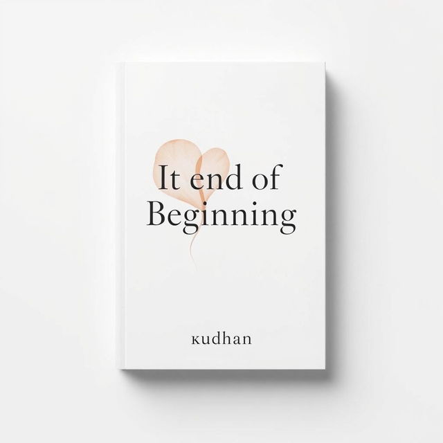 A minimalist abstract book cover design for a love and friendship-themed story titled "It End of Beginning" by writer Rudhan