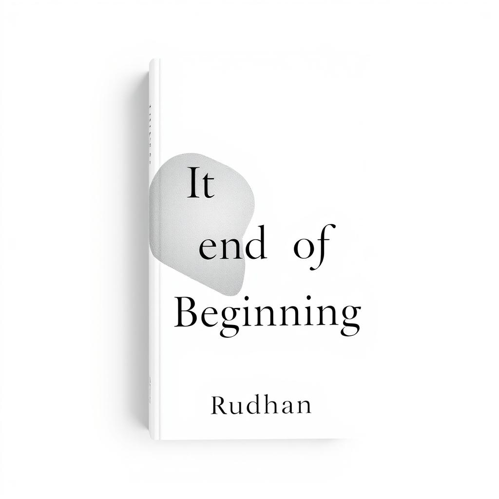 A minimalist abstract book cover design for a love and friendship-themed story titled "It End of Beginning" by writer Rudhan