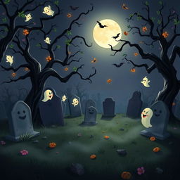 A dark yet enchanting animated cemetery in the whimsical Disney style
