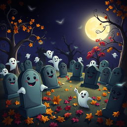 A dark and whimsical animated cemetery in the delightful Disney style