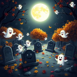 A dark and whimsical animated cemetery in the delightful Disney style