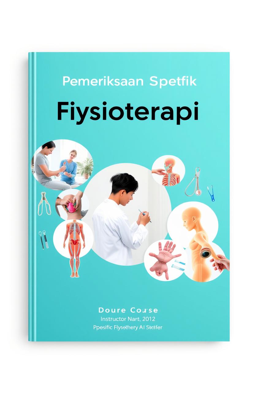 A vibrant and engaging cover design for a course on 'Specific Physiotherapy Examination'