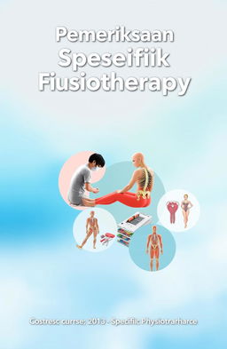 A vibrant and engaging cover design for a course on 'Specific Physiotherapy Examination'
