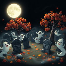 A dark and whimsical animated cemetery inspired by Disney style