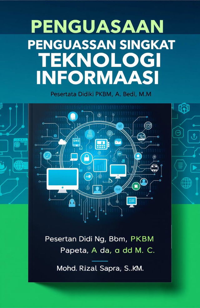 A book cover design featuring the title "PENGUASAAN SINGKAT TEKNOLOGI INFORMASI" prominently displayed at the top