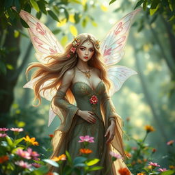 A beautiful fairy with large breasts, inspired by Central Asian aesthetics