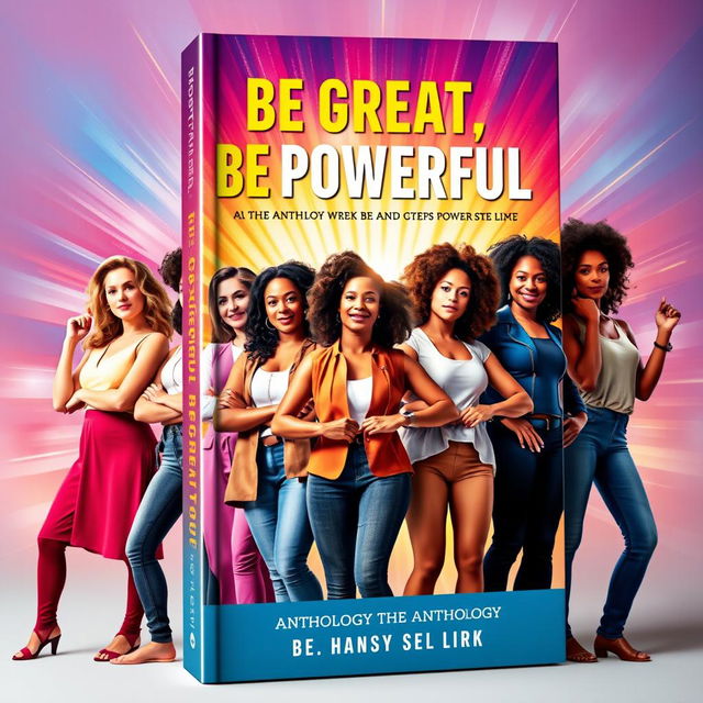 A visually striking book cover for the anthology titled 'Be Great, Be Powerful'