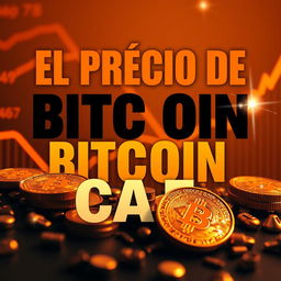 An eye-catching YouTube thumbnail about Bitcoin featuring a bold, large title in eye-catching fonts that says "EL PRECIO DE BITCOIN CAE" prominently in the center