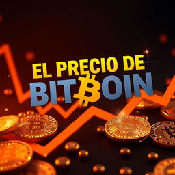 An eye-catching YouTube thumbnail about Bitcoin featuring a bold, large title in eye-catching fonts that says "EL PRECIO DE BITCOIN CAE" prominently in the center
