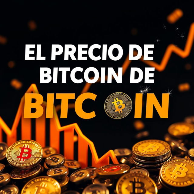 An eye-catching YouTube thumbnail about Bitcoin featuring a bold, large title in eye-catching fonts that says "EL PRECIO DE BITCOIN CAE" prominently in the center