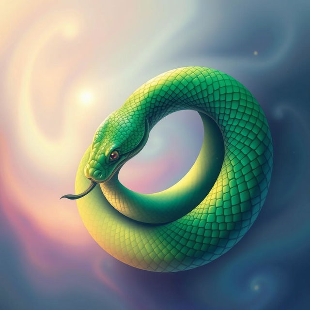 A captivating illustration of a serpent consuming itself, symbolizing self-reflection and eternity