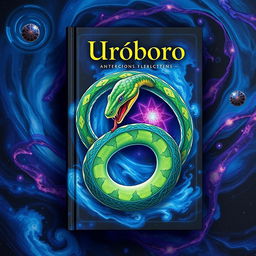 A stunning book cover featuring an illustration of a serpent eating itself, embodying the Uroboro symbol