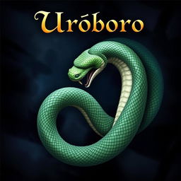 An artistic representation of a serpent devouring its own tail, symbolizing the Uroboro