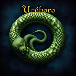An artistic representation of a serpent devouring its own tail, symbolizing the Uroboro