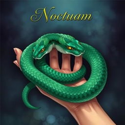 An intricate and enchanting illustration of a serpent coiled around a human hand