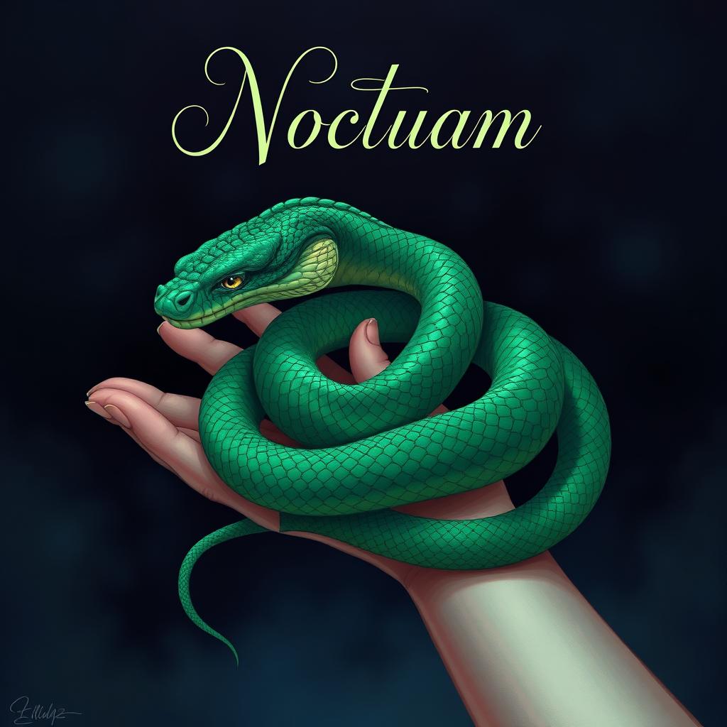 An intricate and enchanting illustration of a serpent coiled around a human hand