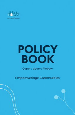 A modern and professional cover page design for an NGO policy book