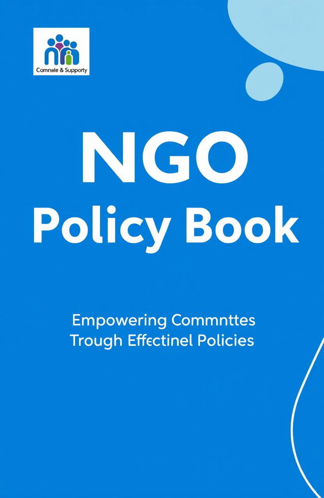 A modern and professional cover page design for an NGO policy book