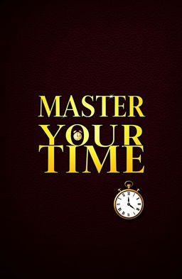 An elegant and stylish ebook cover design focused on time management, featuring a rich, textured leather background in dark brown
