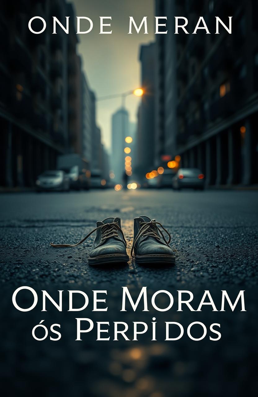 A mysterious and atmospheric book cover for 'Onde Moram os Perdidos'