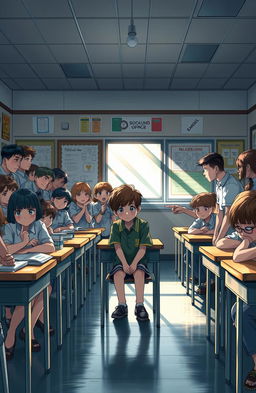 A powerful illustration depicting the emotional impact of bullying on a school environment