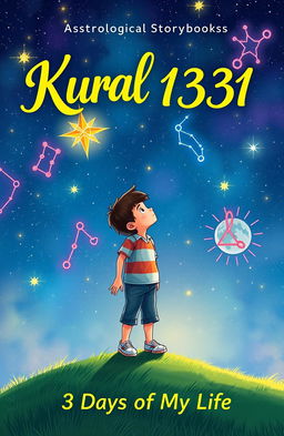 An illustrated book cover for 'Kural 1331: Chapter 1 - 3 Days of My Life', an astrological storybook about a boy's journey through celestial influences