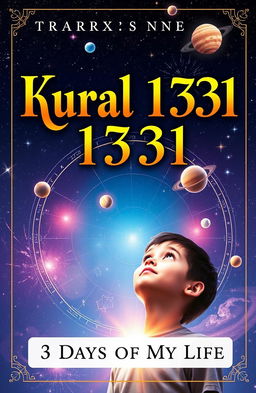 A visually striking cover for an astrology-themed book titled 'Kural 1331: 3 Days of My Life', which focuses on the life of a boy