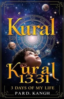 A visually striking cover for an astrology-themed book titled 'Kural 1331: 3 Days of My Life', which focuses on the life of a boy