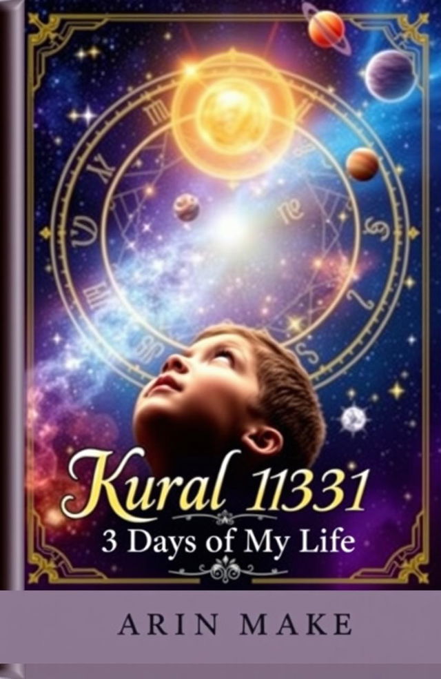 A visually striking cover for an astrology-themed book titled 'Kural 1331: 3 Days of My Life', which focuses on the life of a boy