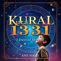 A visually striking cover for an astrology-themed book titled 'Kural 1331: 3 Days of My Life', which focuses on the life of a boy