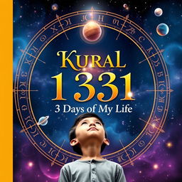 A visually striking cover for an astrology-themed book titled 'Kural 1331: 3 Days of My Life', which focuses on the life of a boy