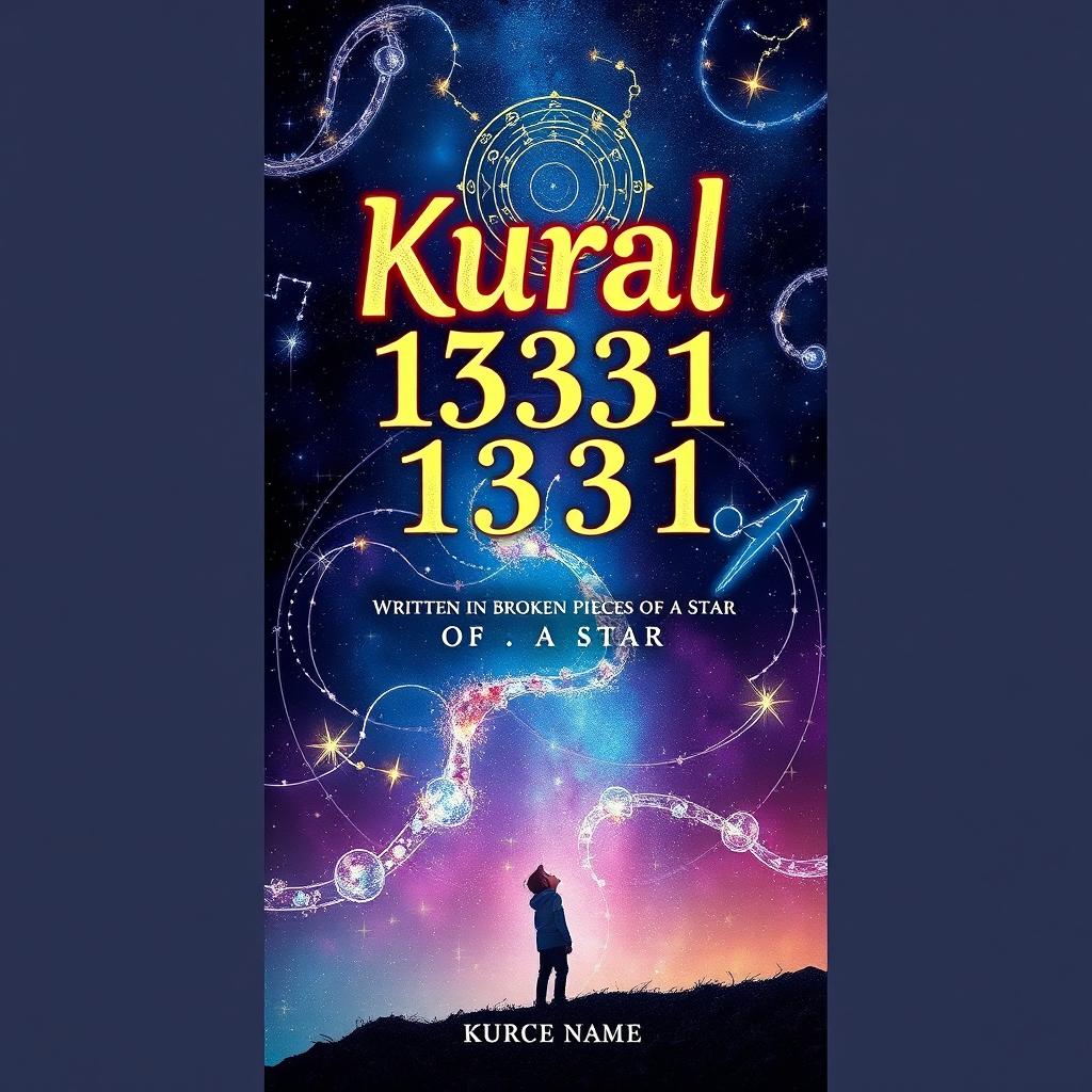 A visually captivating cover for an astrology-themed book titled 'Kural 1331: 3 Days of My Life - Written in Broken Pieces of a Star'