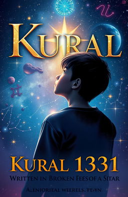 An artistic representation of a book cover for an astrological book titled 'Kural 1331: 3 Days of My Life - Written in Broken Pieces of a Star'