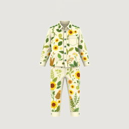 Floral-themed outfit design for boys for a school fashion show