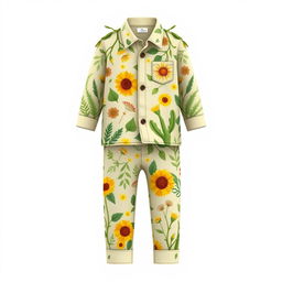 Floral-themed outfit design for boys for a school fashion show