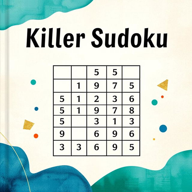 An eye-catching front cover design for a killer Sudoku book, featuring a beautifully arranged Sudoku grid at the center