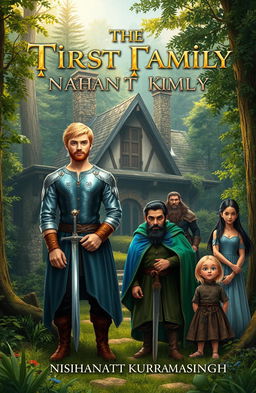 A medieval forest scene featuring an enchanting old house surrounded by trees and lush greenery