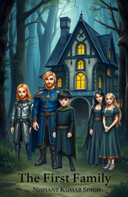 A captivating medieval forest background featuring an old, enchanting house