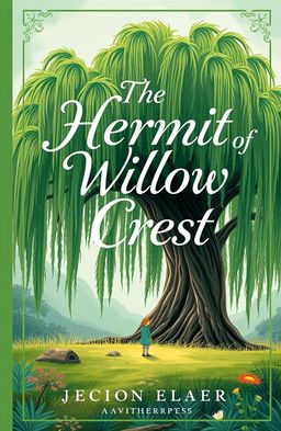 An illustrated book cover design featuring a predominantly green color scheme with accents of natural colors like browns, blues, and soft yellows
