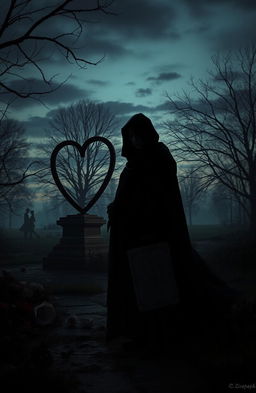 A dark and emotional scene depicting the concept of a 'murderer of love'