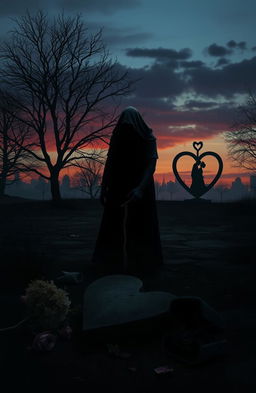 A dark and emotional scene depicting the concept of a 'murderer of love'
